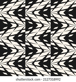 Vector Geometric Seamless Pattern With Grid, Lattice, Chevron, Zigzag Structure. Abstract Black And White Geo Texture. Simple Modern Geometry. Monochrome Background. Repeat Design For Decor, Print