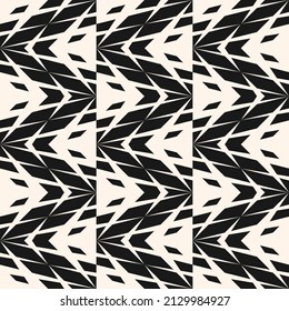 Vector Geometric Seamless Pattern With Grid, Lattice, Chevron, Zigzag Structure, Diamond Shapes. Abstract Black And White Geo Texture. Simple Modern Geometry. Monochrome Background. Repeated Design