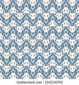 Vector Geometric Seamless Pattern With Grid, Lattice, Chevron, Zigzag Structure, Diamond Shapes. Abstract Blue And White Geo Texture. Simple Modern Geometry Background. Repeat Design For Decor, Print
