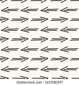 Vector geometric seamless pattern with hand drawn arrows