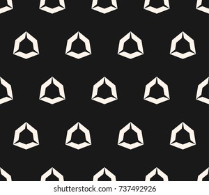 Vector geometric seamless pattern with hollow diamond shapes, angular hexagonal figures. Simple abstract monochrome background texture, repeat tiles. Dark design for decor, fabric, prints, covers, web