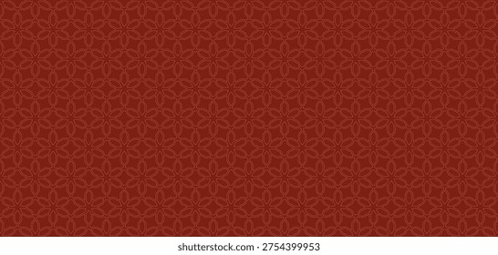 Vector geometric seamless pattern in Islamic style. Abstract ornamental lines texture, floral lattice, grid, mesh. Traditional background. Subtle muted red ornament. Repeated design for wallpapers
