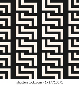 Vector geometric seamless pattern with lines, squares, chain, grid, net, lattice. Traditional grecian motif ornament. Abstract black and white graphic texture. Simple modern monochrome background