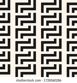 Vector geometric seamless pattern with lines, meanders, chain, grid, net. Traditional grecian motif ornament. Abstract black and white graphic texture. Simple monochrome background. Repeated design