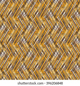 Vector geometric seamless pattern with lines and zigzags in multiple organic brown colors. Striped modern bold print in 1980s retro style for summer fall fashion. Abstract techno chevron background
