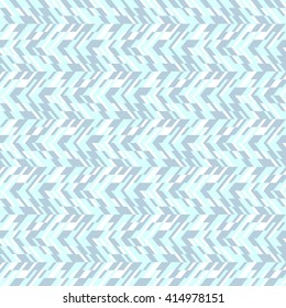 Vector geometric seamless pattern with lines and zigzags in blue colors. Modern abstract chevron print in retro style for summer spring fashion. Abstract techno chevron background with colorful blocks