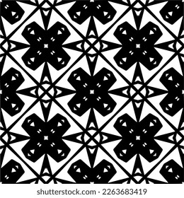 Vector geometric seamless pattern. Minimal ornamental background with abstract shapes. Black and white texture. Simple abstract ornament background. Dark repeat design for decor, fabric, cloth.