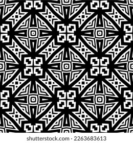 Vector geometric seamless pattern. Minimal ornamental background with abstract shapes. Black and white texture. Simple abstract ornament background. Dark repeat design for decor, fabric, cloth.