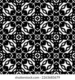 Vector geometric seamless pattern. Minimal ornamental background with abstract shapes. Black and white texture. Simple abstract ornament background. Dark repeat design for decor, fabric, cloth.