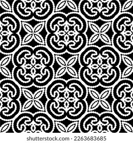 Vector geometric seamless pattern. Minimal ornamental background with abstract shapes. Black and white texture. Simple abstract ornament background. Dark repeat design for decor, fabric, cloth.