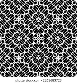 Vector geometric seamless pattern. Minimal ornamental background with abstract shapes. Black and white texture. Simple abstract ornament background. Dark repeat design for decor, fabric, cloth.