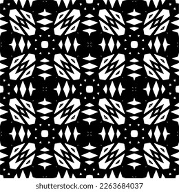 Vector geometric seamless pattern. Minimal ornamental background with abstract shapes. Black and white texture. Simple abstract ornament background. Dark repeat design for decor, fabric, cloth.