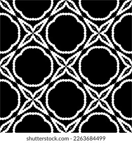 Vector geometric seamless pattern. Minimal ornamental background with abstract shapes. Black and white texture. Simple abstract ornament background. Dark repeat design for decor, fabric, cloth.