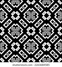 Vector geometric seamless pattern. Minimal ornamental background with abstract shapes. Black and white texture. Simple abstract ornament background. Dark repeat design for decor, fabric, cloth.