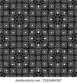 Vector geometric seamless pattern. Minimal ornamental background with abstract shapes. Black and white texture. Simple abstract ornament background. Dark repeat design for decor, fabric, cloth.