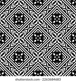 Vector geometric seamless pattern. Minimal ornamental background with abstract shapes. Black and white texture. Simple abstract ornament background. Dark repeat design for decor, fabric, cloth.