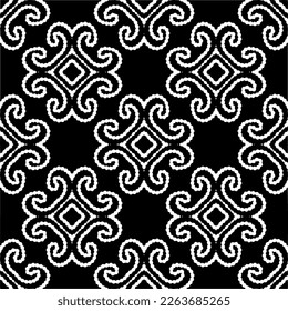 Vector geometric seamless pattern. Minimal ornamental background with abstract shapes. Black and white texture. Simple abstract ornament background. Dark repeat design for decor, fabric, cloth.