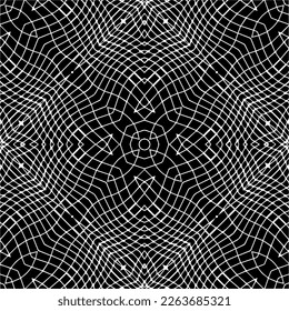 Vector geometric seamless pattern. Minimal ornamental background with abstract shapes. Black and white texture. Simple abstract ornament background. Dark repeat design for decor, fabric, cloth.