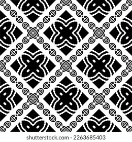 Vector geometric seamless pattern. Minimal ornamental background with abstract shapes. Black and white texture. Simple abstract ornament background. Dark repeat design for decor, fabric, cloth.