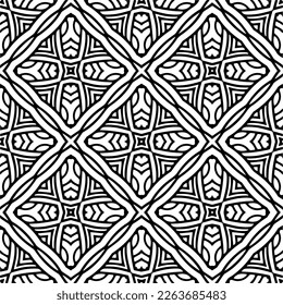 Vector geometric seamless pattern. Minimal ornamental background with abstract shapes. Black and white texture. Simple abstract ornament background. Dark repeat design for decor, fabric, cloth.