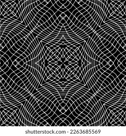 Vector geometric seamless pattern. Minimal ornamental background with abstract shapes. Black and white texture. Simple abstract ornament background. Dark repeat design for decor, fabric, cloth.