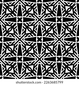 Vector geometric seamless pattern. Minimal ornamental background with abstract shapes. Black and white texture. Simple abstract ornament background. Dark repeat design for decor, fabric, cloth.