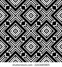 Vector geometric seamless pattern. Minimal ornamental background with abstract shapes. Black and white texture. Simple abstract ornament background. Dark repeat design for decor, fabric, cloth.