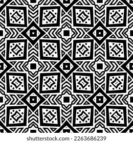 Vector geometric seamless pattern. Minimal ornamental background with abstract shapes. Black and white texture. Simple abstract ornament background. Dark repeat design for decor, fabric, cloth.