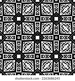Vector geometric seamless pattern. Minimal ornamental background with abstract shapes. Black and white texture. Simple abstract ornament background. Dark repeat design for decor, fabric, cloth.