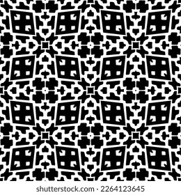 Vector geometric seamless pattern. Minimal ornamental background with abstract shapes. Black and white texture. Simple abstract ornament background. Dark repeat design for decor, fabric, cloth.