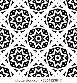 Vector geometric seamless pattern. Minimal ornamental background with abstract shapes. Black and white texture. Simple abstract ornament background. Dark repeat design for decor, fabric, cloth.