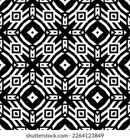Vector geometric seamless pattern. Minimal ornamental background with abstract shapes. Black and white texture. Simple abstract ornament background. Dark repeat design for decor, fabric, cloth.