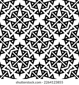 Vector geometric seamless pattern. Minimal ornamental background with abstract shapes. Black and white texture. Simple abstract ornament background. Dark repeat design for decor, fabric, cloth.