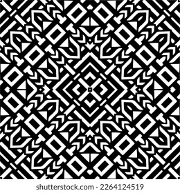 
Vector geometric seamless pattern. Minimal ornamental background with abstract shapes. Black and white mandala. Simple abstract ornament background. Dark repeat design for decor, fabric, cloth.