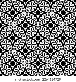 Vector geometric seamless pattern. Minimal ornamental background with abstract shapes. Black and white texture. Simple abstract ornament background. Dark repeat design for decor, fabric, cloth.