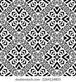 Vector geometric seamless pattern. Minimal ornamental background with abstract shapes. Black and white texture. Simple abstract ornament background. Dark repeat design for decor, fabric, cloth.