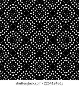 Vector geometric seamless pattern. Minimal ornamental background with abstract shapes. Black and white texture. Simple abstract ornament background. Dark repeat design for decor, fabric, cloth.