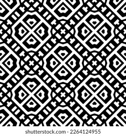 Vector geometric seamless pattern. Minimal ornamental background with abstract shapes. Black and white texture. Simple abstract ornament background. Dark repeat design for decor, fabric, cloth.