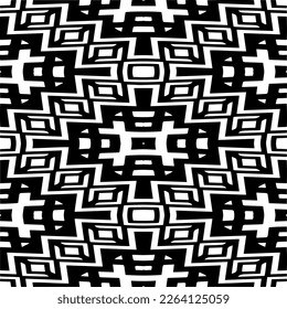 Vector geometric seamless pattern. Minimal ornamental background with abstract shapes. Black and white mandala. Simple abstract ornament background. Dark repeat design for decor, fabric, cloth.