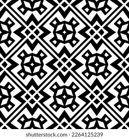 Vector geometric seamless pattern. Minimal ornamental background with abstract shapes. Black and white texture. Simple abstract ornament background. Dark repeat design for decor, fabric, cloth.