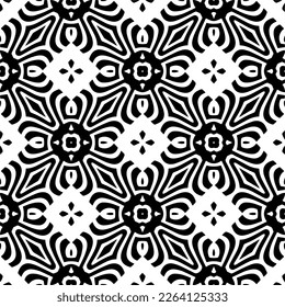 Vector geometric seamless pattern. Minimal ornamental background with abstract shapes. Black and white texture. Simple abstract ornament background. Dark repeat design for decor, fabric, cloth.