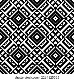 Vector geometric seamless pattern. Minimal ornamental background with abstract shapes. Black and white texture. Simple abstract ornament background. Dark repeat design for decor, fabric, cloth.