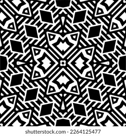 
Vector geometric seamless pattern. Minimal ornamental background with abstract shapes. Black and white mandala. Simple abstract ornament background. Dark repeat design for decor, fabric, cloth.