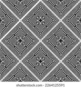 Vector geometric seamless pattern. Minimal ornamental background with abstract shapes. Black and white texture. Simple abstract ornament background. Dark repeat design for decor, fabric, cloth.