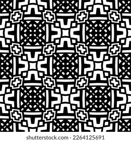 Vector geometric seamless pattern. Minimal ornamental background with abstract shapes. Black and white texture. Simple abstract ornament background. Dark repeat design for decor, fabric, cloth.