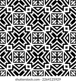 Vector geometric seamless pattern. Minimal ornamental background with abstract shapes. Black and white texture. Simple abstract ornament background. Dark repeat design for decor, fabric, cloth.