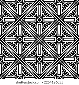 Vector geometric seamless pattern. Minimal ornamental background with abstract shapes. Black and white texture. Simple abstract ornament background. Dark repeat design for decor, fabric, cloth.