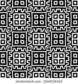 Vector geometric seamless pattern. Minimal ornamental background with abstract shapes. Black and white texture. Simple abstract ornament background. Dark repeat design for decor, fabric, cloth.