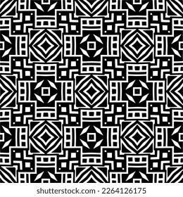 Vector geometric seamless pattern. Minimal ornamental background with abstract shapes. Black and white texture. Simple abstract ornament background. Dark repeat design for decor, fabric, cloth.