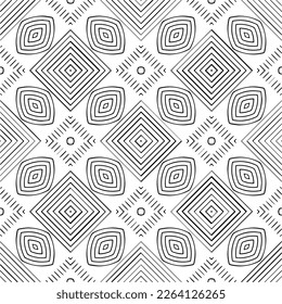 Vector geometric seamless pattern. Minimal ornamental background with abstract shapes. Black and white texture. Simple abstract ornament background. Dark repeat design for decor, fabric, cloth.